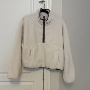 JOE FRESH CREAM HALF ZIP SWEATER